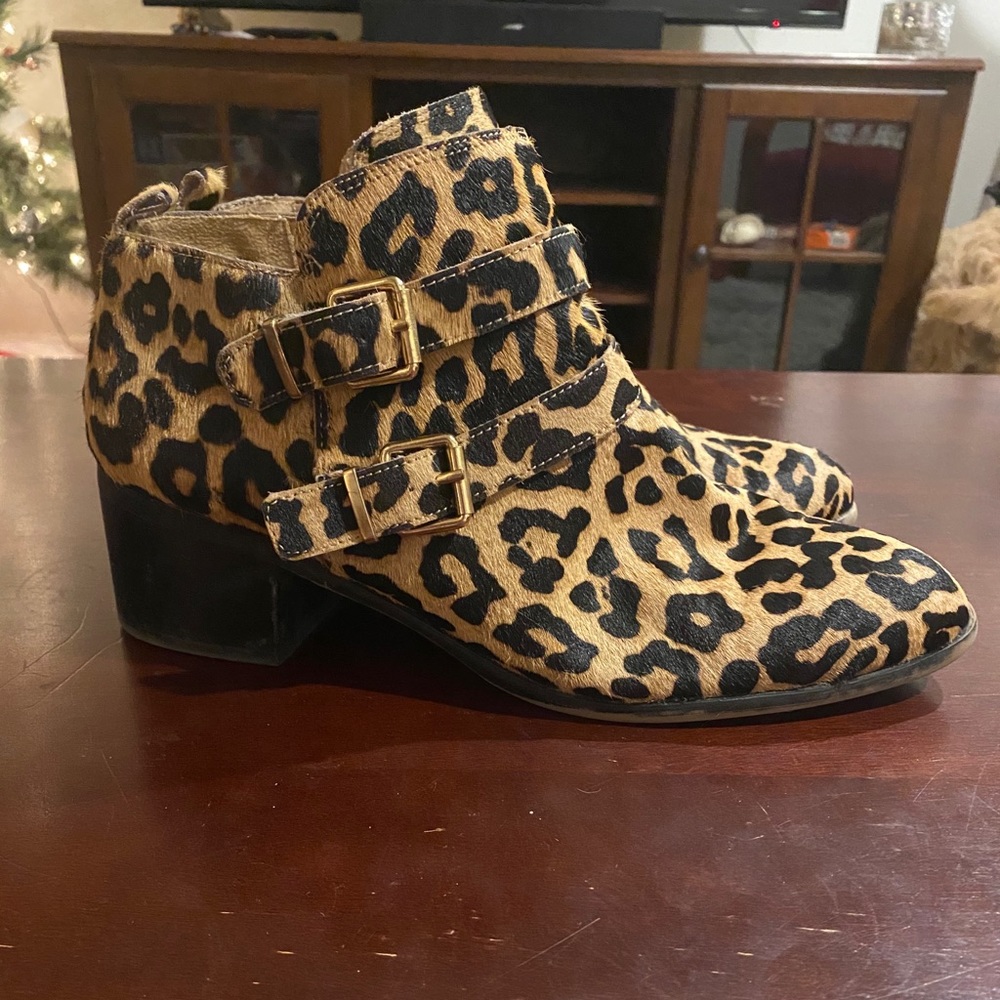 Franco Sarto Leopard Print Booties 9.5